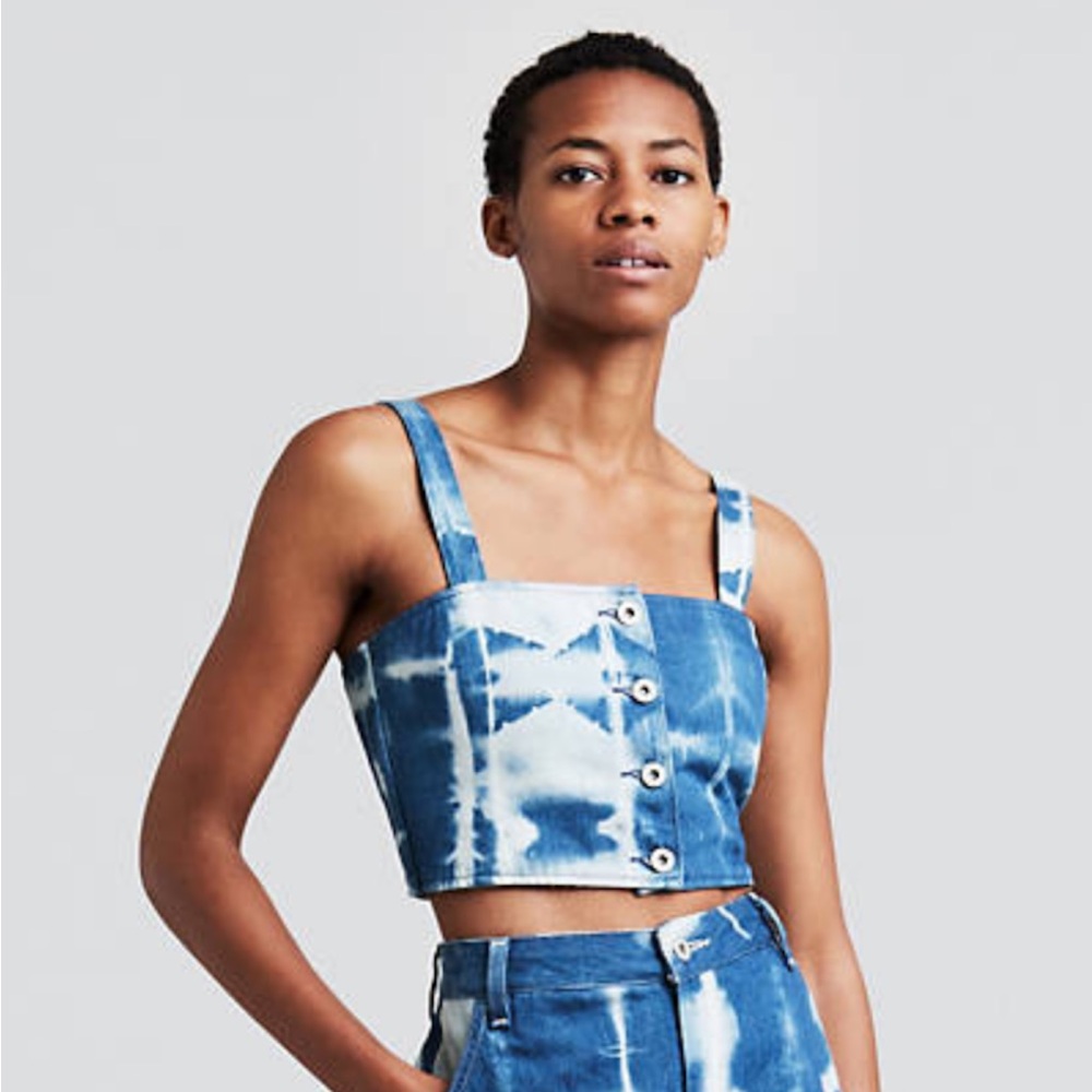 Levis Japanese Denim Crop Top Summer Sky Shibori Tie Dye